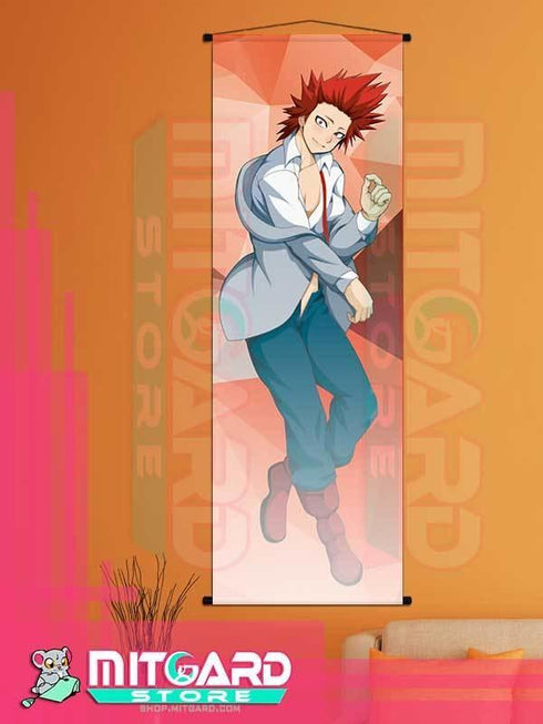 MY HERO ACADEMIA Red Riot / Eijiro Kirishima V1 wall scroll fabric or Adhesive Vinyl poster - Fabric poster WITH plastic pole / 50cm x 150cm